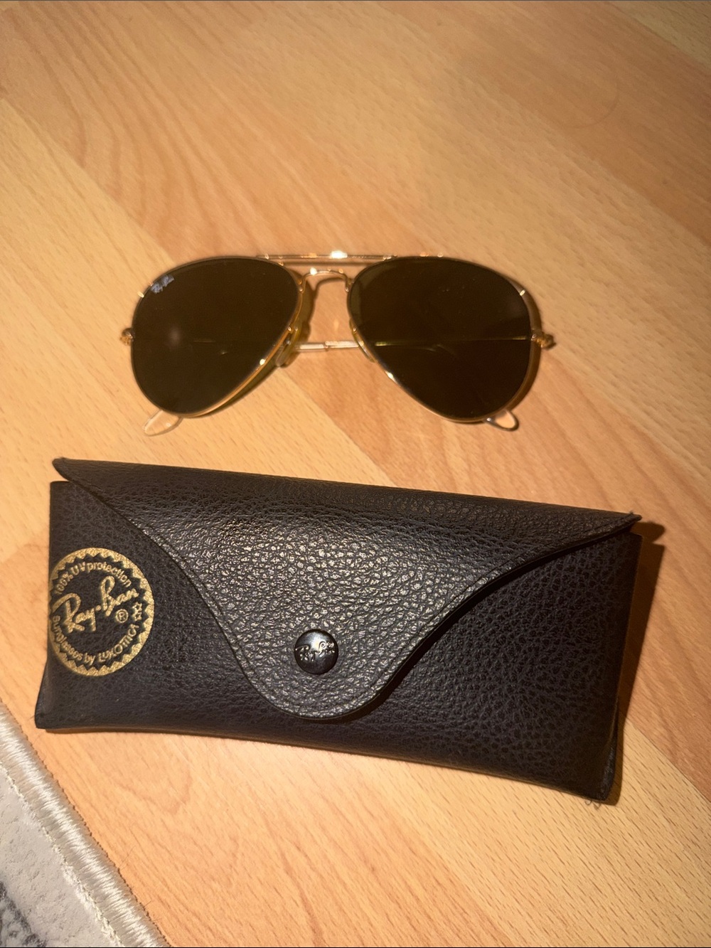 Ray-Ban Gold Frame Sunglasses with Black Case